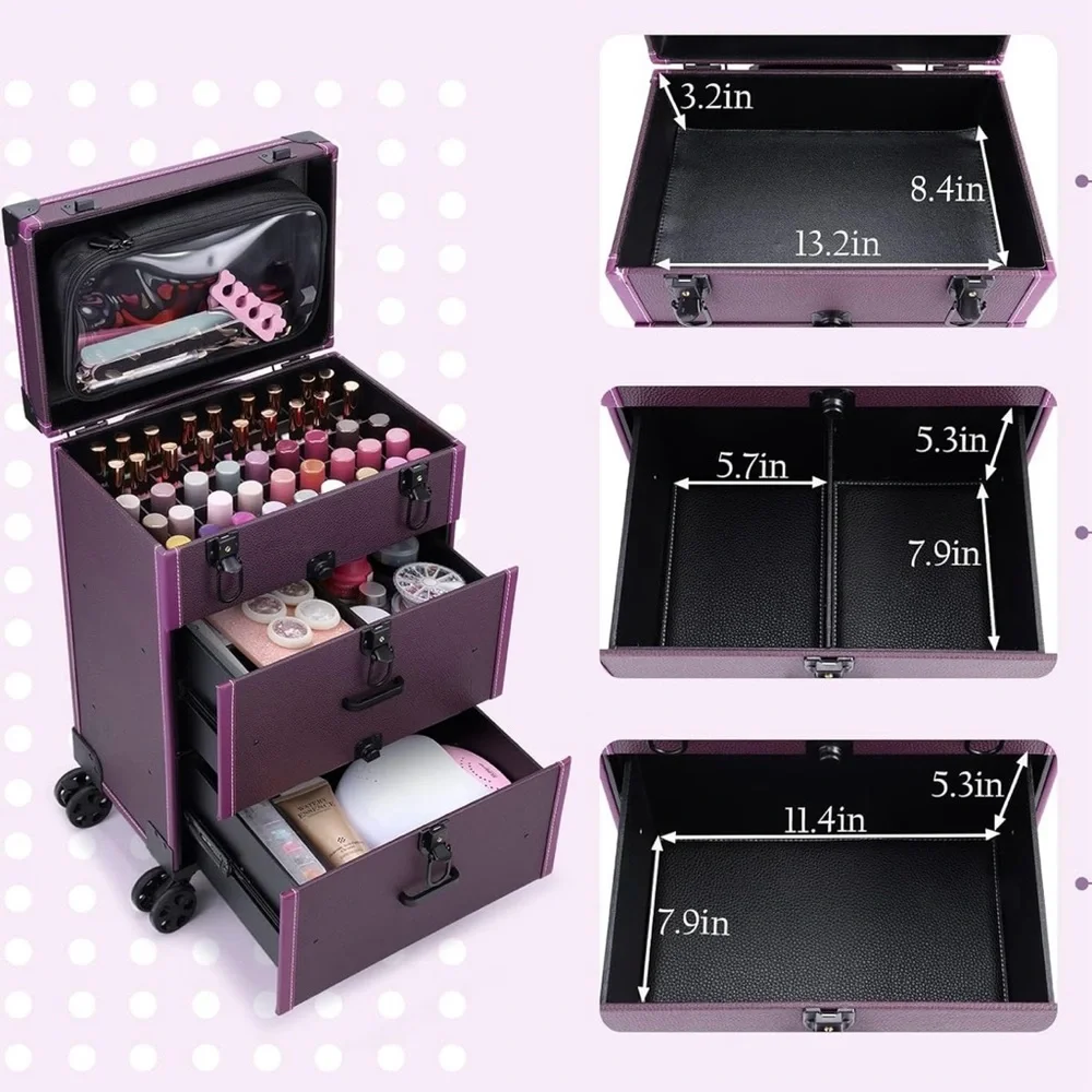 Elegant Purple Rolling Makeup Organizer